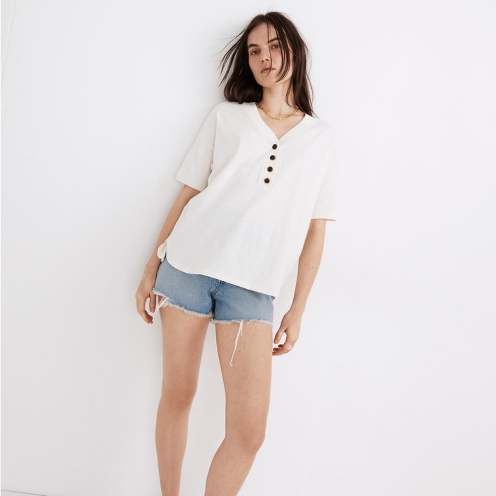 Madewell Relaxed Henley Tee NWT in Cream Size XXS